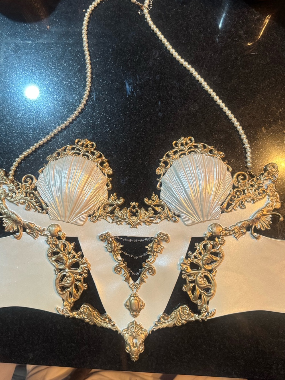 Gold & Ivory Decorative Shell Bra Top - Ziwu Artemis